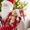 Glitzhome® 18"H Faux Fur Christmas Bathrobe Santa Figurine with Porcelain Face